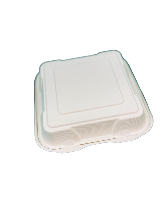 9x9" Large Bagasse Clamshell 200PCS RRP £27.90 Shipping only – collection is not available for this product!