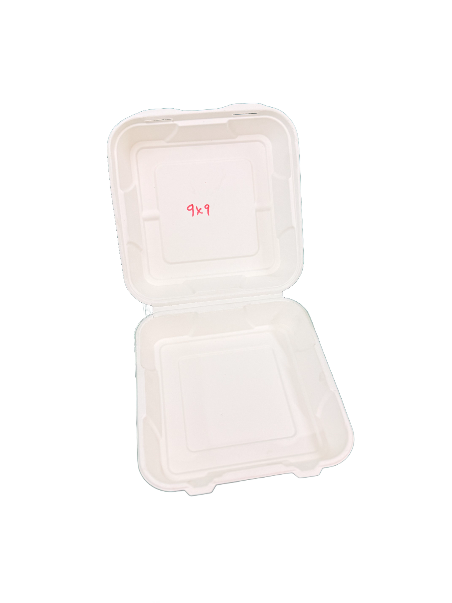 9x9" Large Bagasse Clamshell 200PCS RRP £27.90 Shipping only – collection is not available for this product!