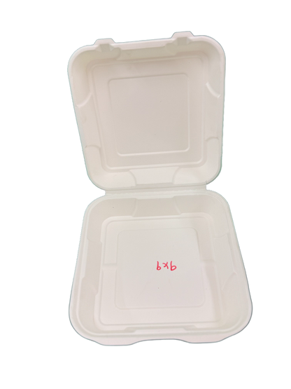 9x9" Large Bagasse Clamshell 200PCS RRP £27.90 Shipping only – collection is not available for this product!